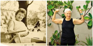 (left) Joan Packer at 49 yrs. and (right) at 94 yrs.