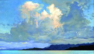 Sunset over Kualoa, oil on canvas, by Gregory Pai