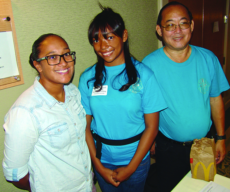 The Aging in Place Workshop relied on volunteers of all ages, like Leo Club members (L–R) Mackenzie Hoover, Jasmine Spaulding and Steven Yoshimura.