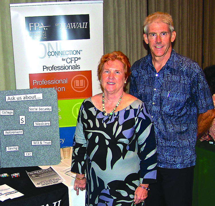 Representing the nonprofit group Financial Planning Association (FPA Hawaii) were Teresa Tyler of First Command Financial Services and Douglas Brown of HomeStreet Bank.