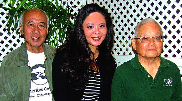 Honolulu Community College’s Emeritus College offers non-credit classes for seniors and folks nearing retirement: (L–R) Myron Yamashiro, Farah Doiguchi and Ed Yonemoto.