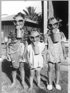 Children in gas masks. Photo courtesy of the Japanese Cultural Center of Hawai‘i