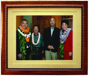 A family portrait: (L–R) Gov. David Y. Ige, Mitsue Amano, Byron Amano, First Lady Dawn Amano-Ige.