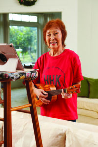 Annette Endow, 82, loves learning new things from Carolee, like using technology to join in virtual ‘ukulele classes from home.