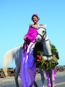 Adorned with a bounty of colorful lei, the regal pa‘u riders and their horses are the highlight of every parade