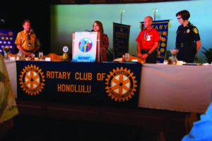 Jessica speaking to the Rotary Club of Honolulu.