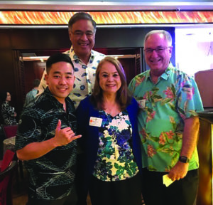 Jessica Lani Rich with Mufi Hannemann (Hawai‘i Lodging & Tourism Association president), Jared Higashi (HLTA director of Government and Community Affairs, and VASH board member), and Rick Egged (Waikiki Improvement Association president and VASH board member).