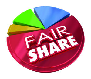 Fair Share Equal Treatment Pay Portion Pie Chart 3d Illustration