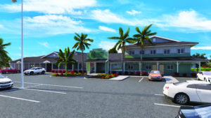 Artist’s rendering of the Community Spay and Neuter Center, Admissions Area and the Education and Outreach Center at the new West O‘ahu campus.