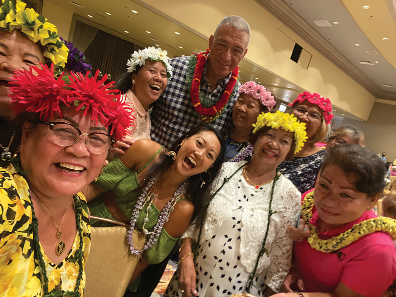 Jenna Pascual taught Laughter Yoga to over 400 attendeesat the MEO 50th Annual Kupuna Event at the
Grand Wailea on July 30.