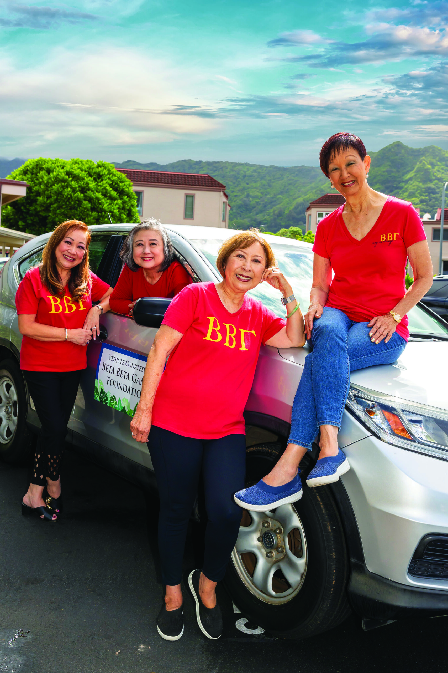 Seen here with one of two Hawaii MealsOn Wheels delivery vehicles Beta Beta Gamma Foundation helped purchase, are board members (L-R) Kalene Sakamoto, Wendy Ann Kuwahara, Donna Hoshide and Aileen Shin.